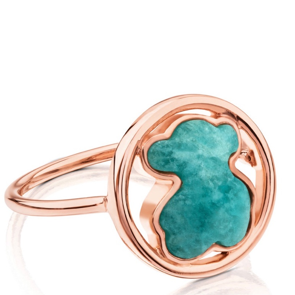 TOUS ring in rose vermeil silver with amazonite